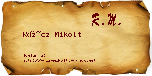 Rácz Mikolt névjegykártya